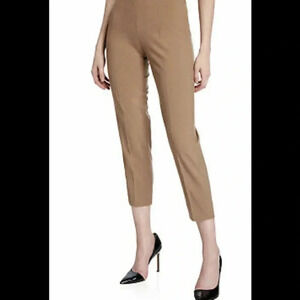 Leggiadro camel stretch cotton crop pants side zip Size 14